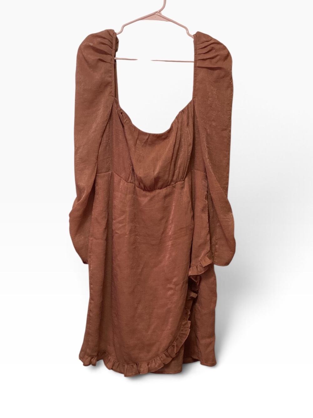 ASTR Champagne Brown Women's Ruffled Sleeve Dress